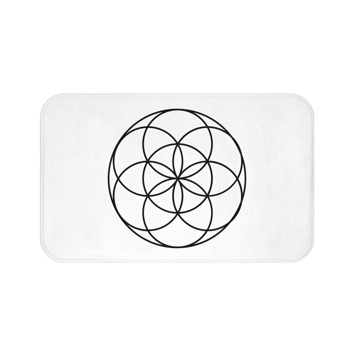 SEED OF LIFE - Samen des Lebens - HEILIGE GEOMETRIE • Badvorleger Weiss / Fussmatte / Badteppich EXTRA Weich • 53 x 86 cm