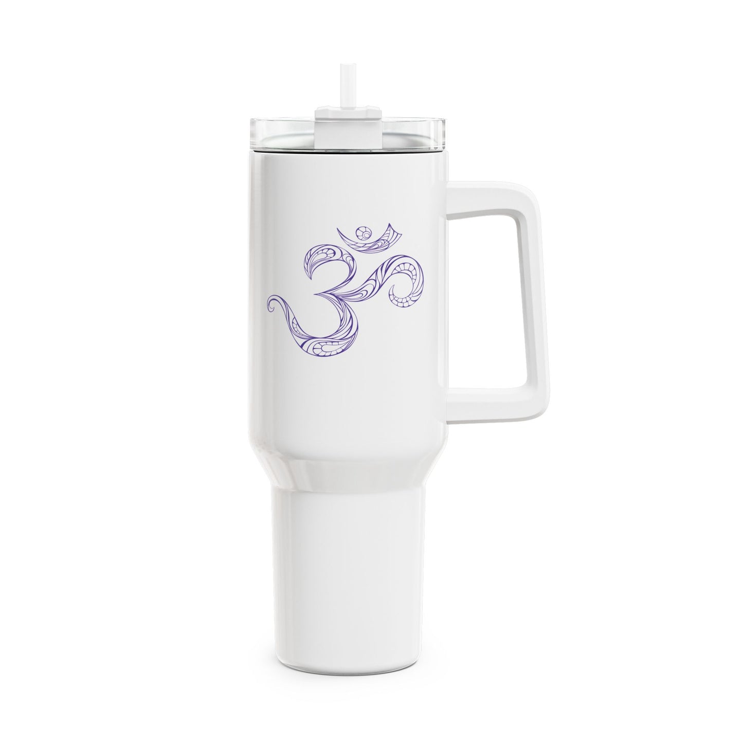OM OHM ZEICHEN SYMBOL LILA VIOLET • Tumbler mit Henkel & Strohhalm • XXL Reisebecher 1,2L - YOGA SANTA