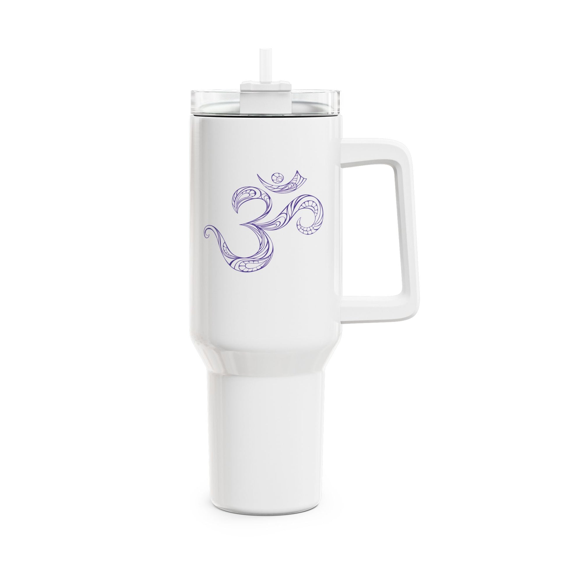 OM OHM ZEICHEN SYMBOL LILA VIOLET • Tumbler mit Henkel & Strohhalm • XXL Reisebecher 1,2L - YOGA SANTA