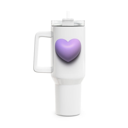 HERZ VIOLETT FLIEDER LILA • Tumbler mit Henkel & Strohhalm • XXL Reisebecher 1,2L