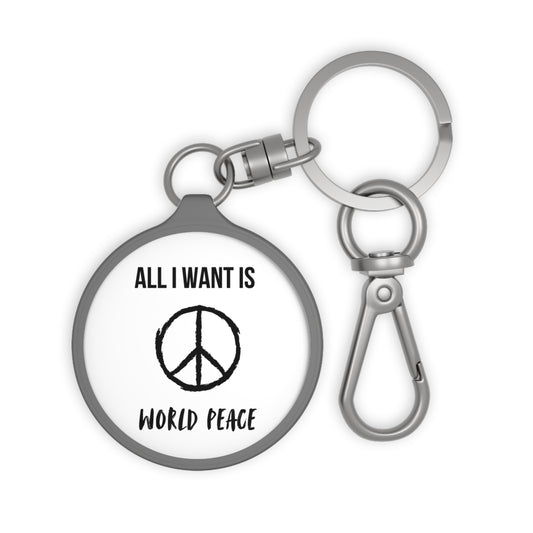 PEACE ZEICHEN - ALL I WANT IS WORLDPEACE • Edler Luxus Schlüsselanhänger mit Karabiner für Frauen & Männer