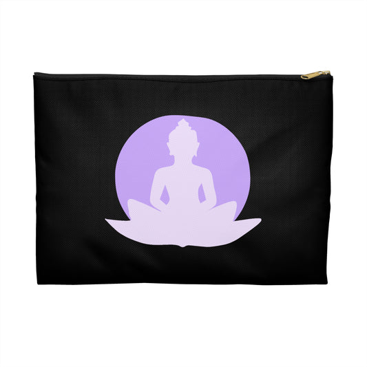 BUDDHA FIGUR VOR MOND IN LOTUSBLÜTE • Handtaschen Organizer Flach mit Reißverschluss • Groß & Klein