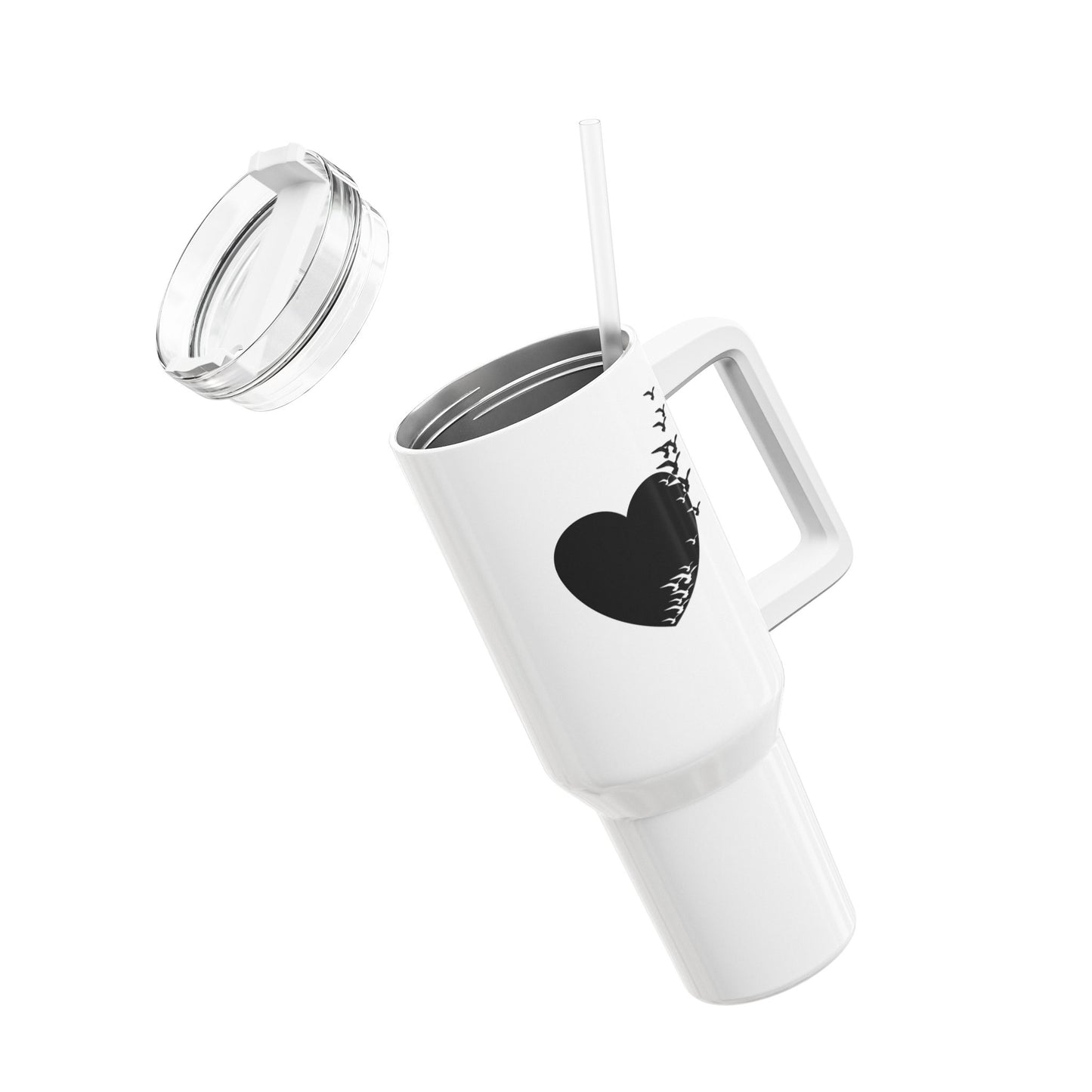 HERZ MIT VÖGELN - Tumbler, 40oz  • Liebesbeweis Geschenk, LOVE Liebesbotschaft