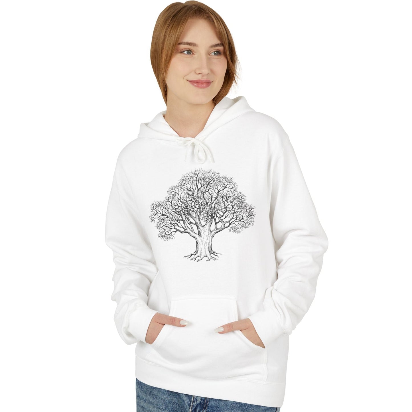 BAUM HANDGEZEICHNET ÄSTHETISCH SCHÖN • Fitness Hoodie für Damen & Herren Kapuzenpullover • Baumwolle 🌿