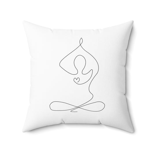YOGA POSE MEDITATION EINE-LINIE-ZEICHNUNG minimalistisches Design • Deko Kissen mit Reißverschluss Quadratisch Weiss