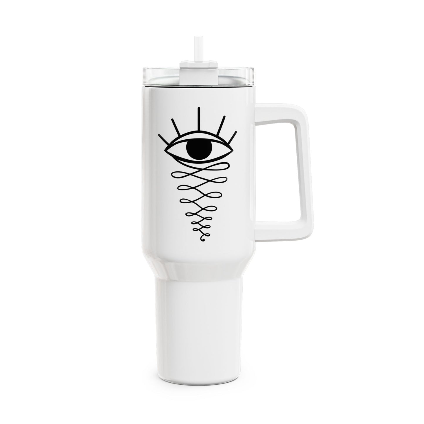 ALLSEHENDES AUGE & ENDLOSER KNOTEN - SHRIVATA • Tumbler mit Henkel & Strohhalm • XXL Reisebecher 1,2L - YOGA SANTA
