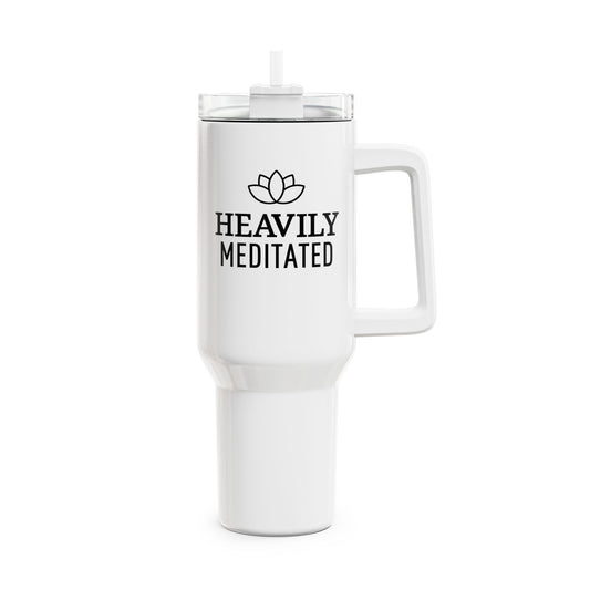 HEAVILY MEDITATED - LOTUSBLÜTE YOGA MOTIV • Tumbler mit Henkel & Strohhalm • XXL Reisebecher 1,2L - YOGA SANTA