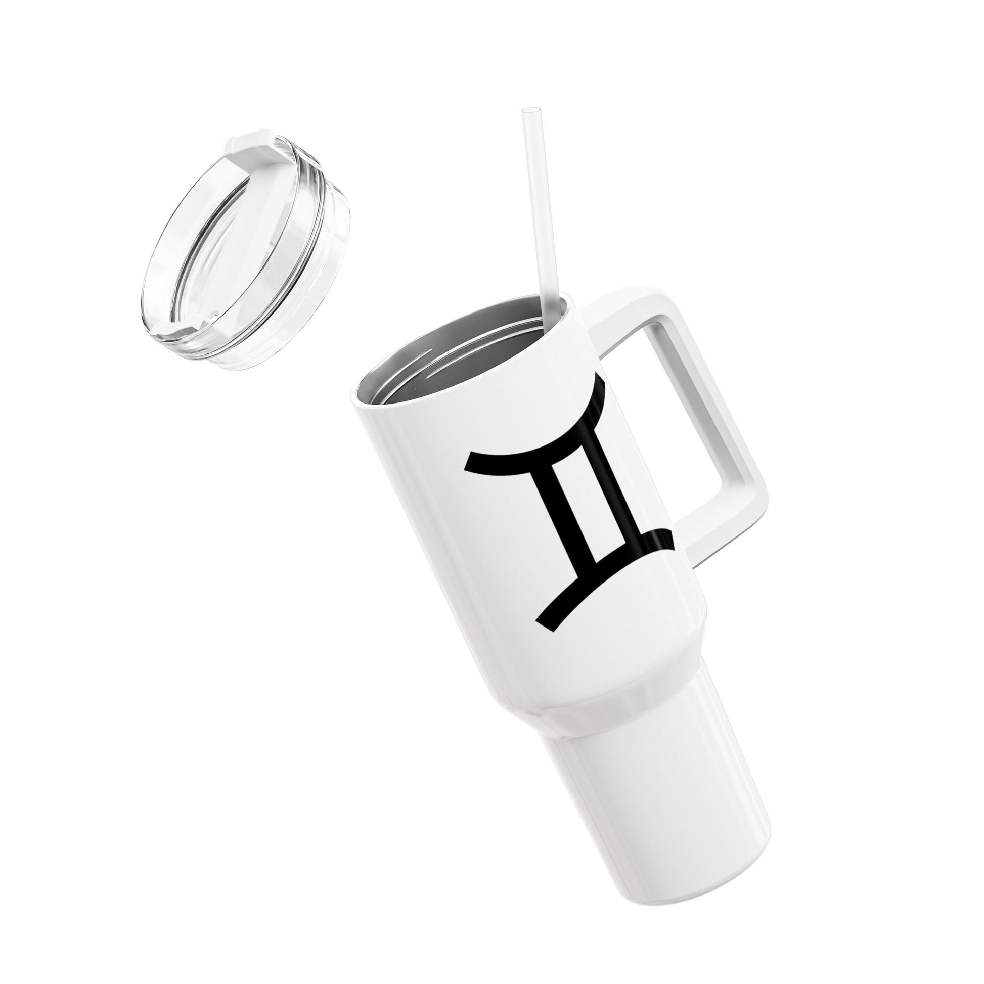 ZWILLINGE GEMINI Symbol Sternzeichen Tierkreiszeichen • Tumbler mit Henkel & Strohhalm • XXL Reisebecher 1,2L - YOGA SANTA