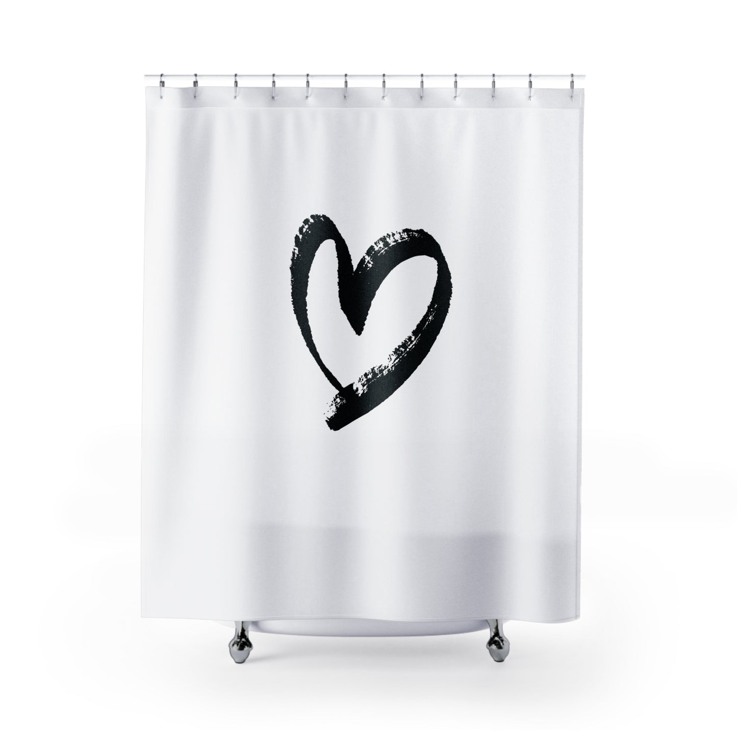 HERZ ZEICHNUNG • Liebesbeweis Geschenk, LOVE Liebesbotschaft • Duschvorhang 180x200 cm Weiss