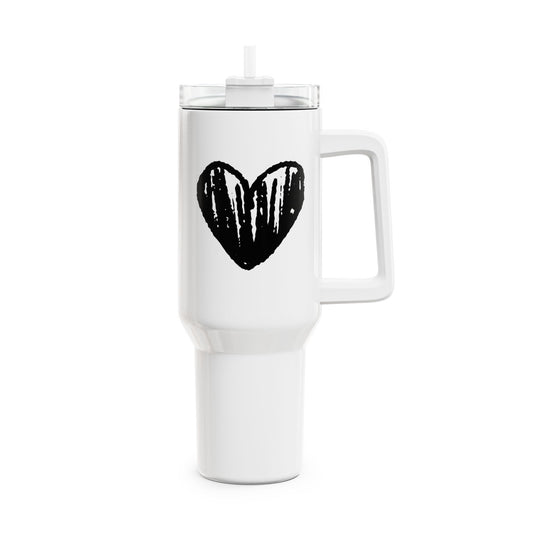 HERZ BILD CLIPART • Liebesbeweis Geschenk, LOVE Liebesbotschaft • Tumbler mit Henkel & Strohhalm • XXL Reisebecher 1,2L - YOGA SANTA