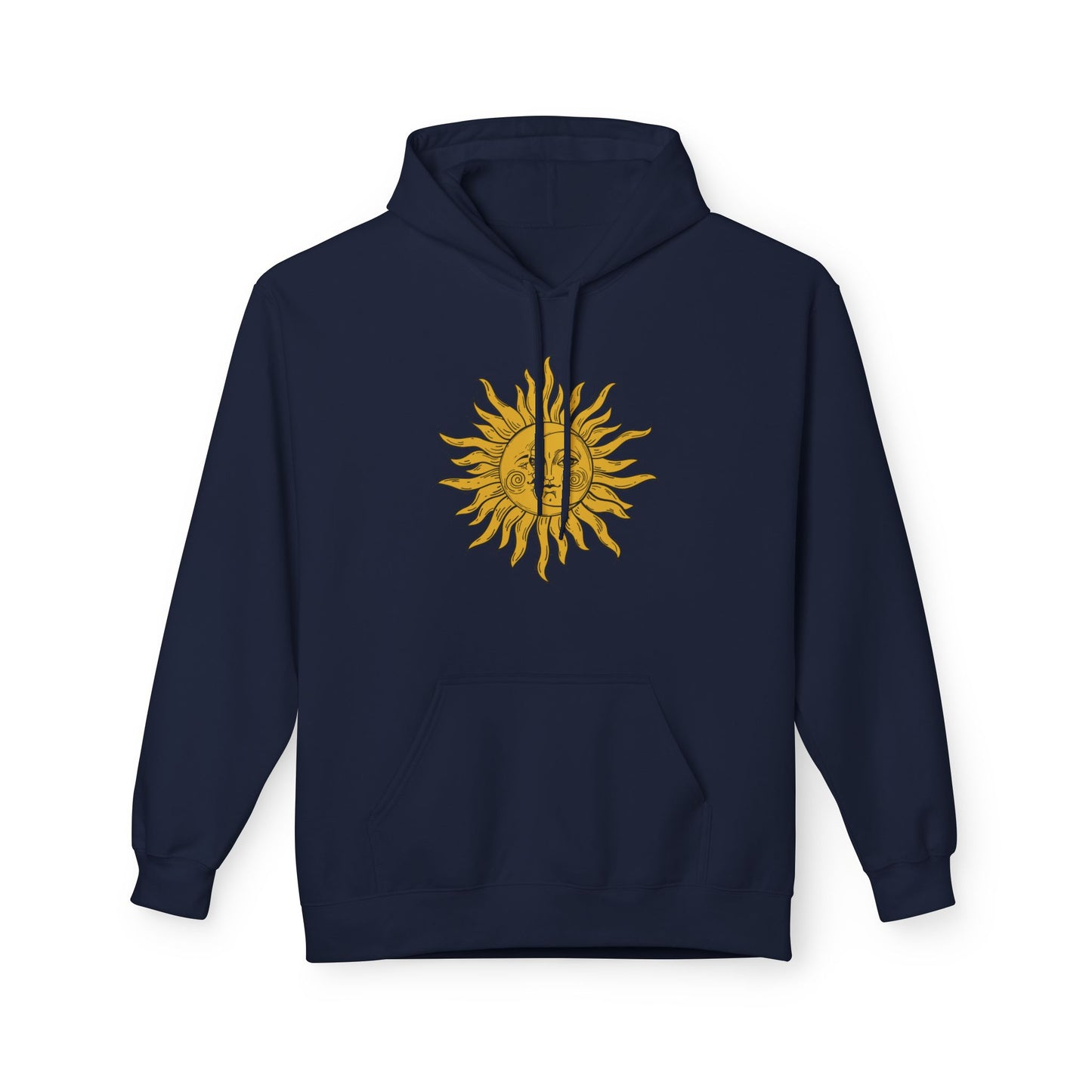 SONNE MOND VINTAGE RENTRO Zeichnung • Fleece Hoodie für Damen & Herren • Baumwolle 🌿