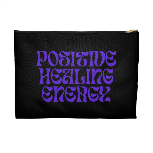 POSITIVE HEALING ENERGY - Positive Affirmation Hippie Boho Style • Handtaschen Organizer Flach mit Reißverschluss • Groß & Klein