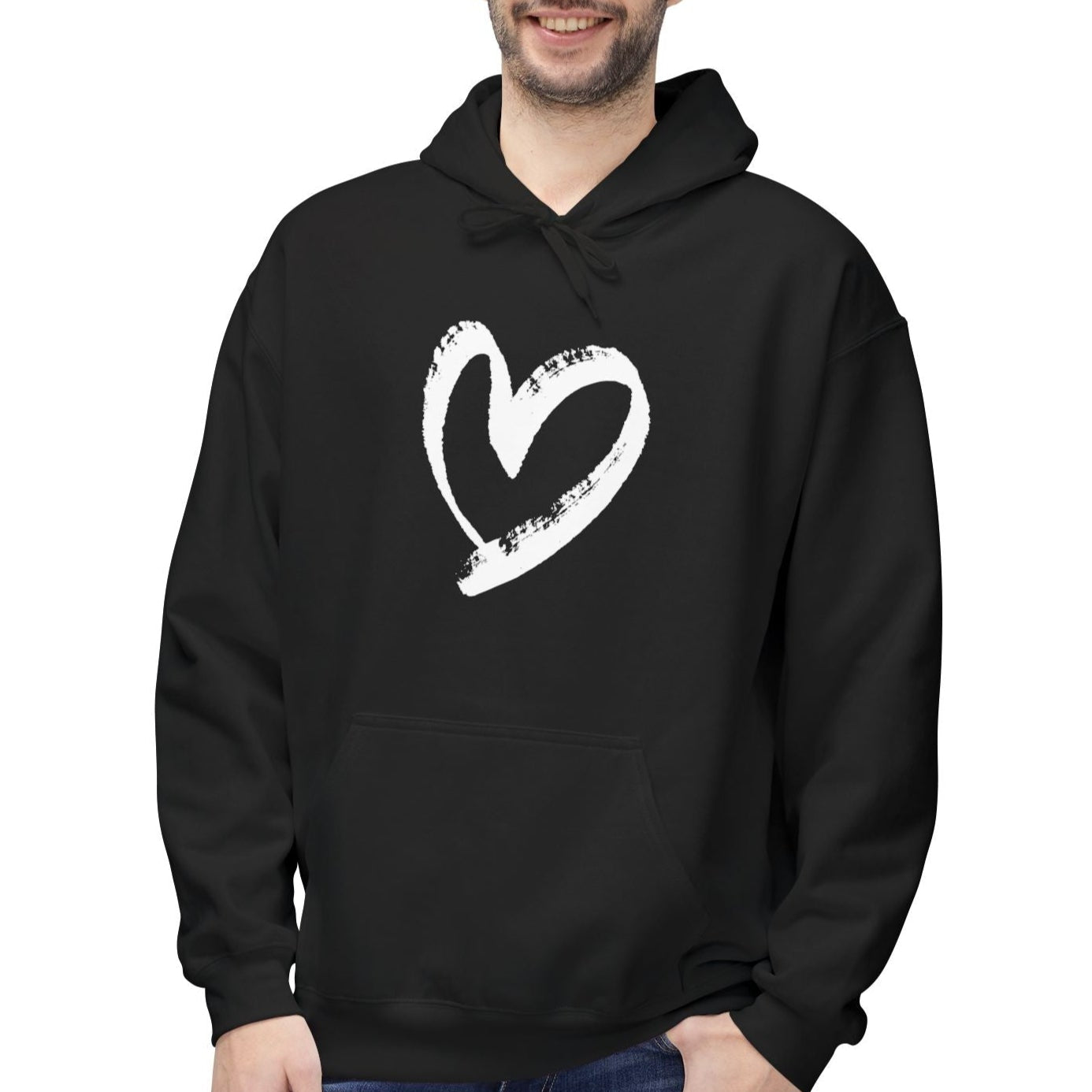 HERZ HERZCHEN HANDGEZEICHNETES DESIGN BILD MOTIV • Fleece Fitness Hoodie für Damen & Herren Kuschelpullover • Baumwolle 🌿