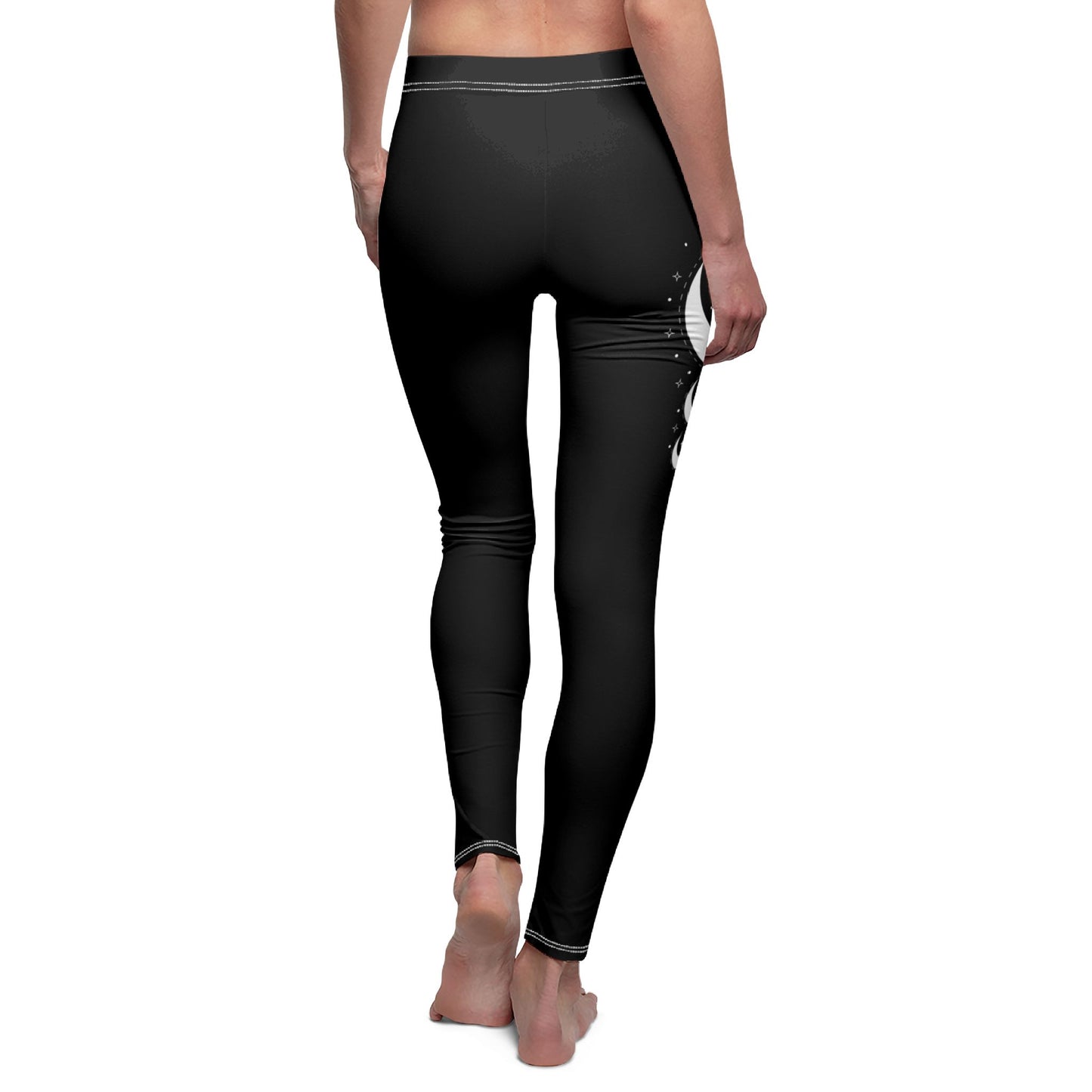 MONDSICHELN & STERNE • Sternenhimmel Damen Leggins Elegant Schwarz • Beste Leggings für Sport & Freizeit