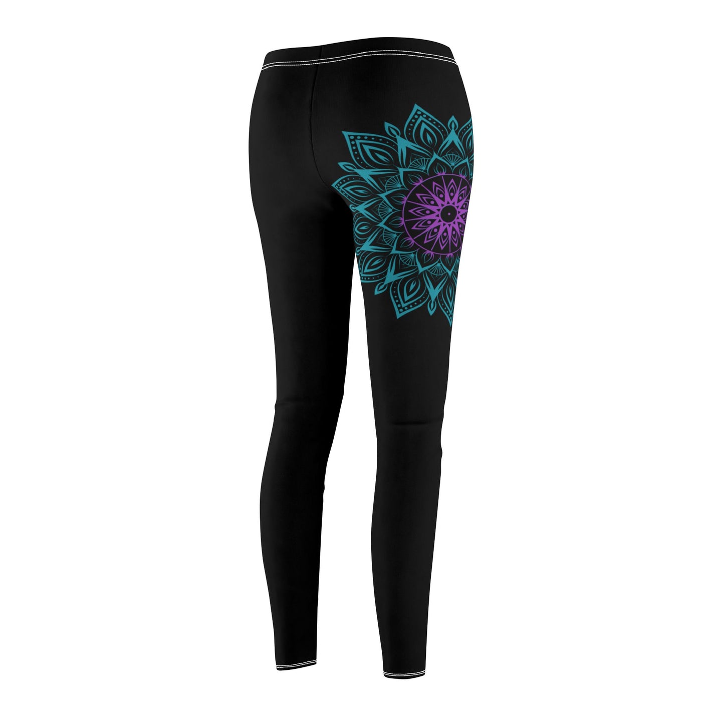 MANDALA BLUME BLÜTE LILA TÜRKIS • Damen Leggins Schwarz • Beste Leggings für Sport & Freizeit