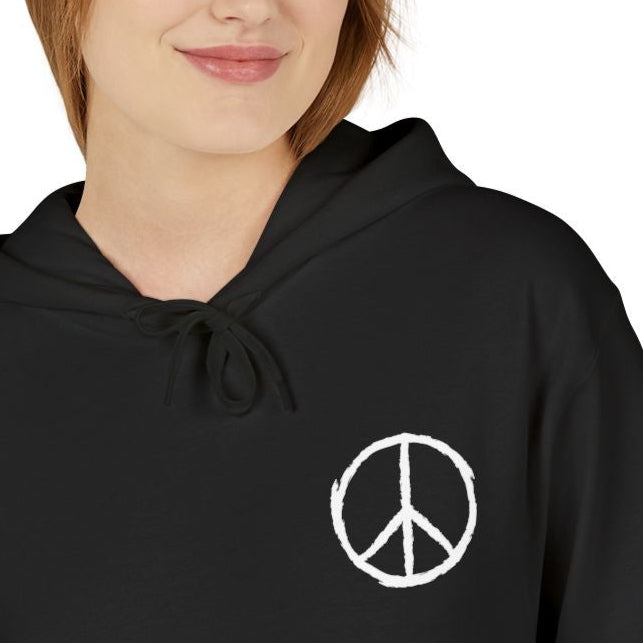 PEACE ZEICHEN HANDGEZEICHNET MINIMALISTISCHES DESIGN • Fleece Hoodie für Damen & Herren • Baumwolle 🌿