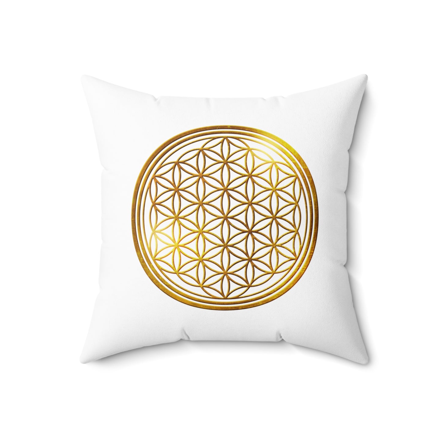 BLUME DES LEBENS - LUXUS GOLDOPTIK • Deko Kissen mit Reißverschluss Quadratisch Weiss - YOGA SANTA