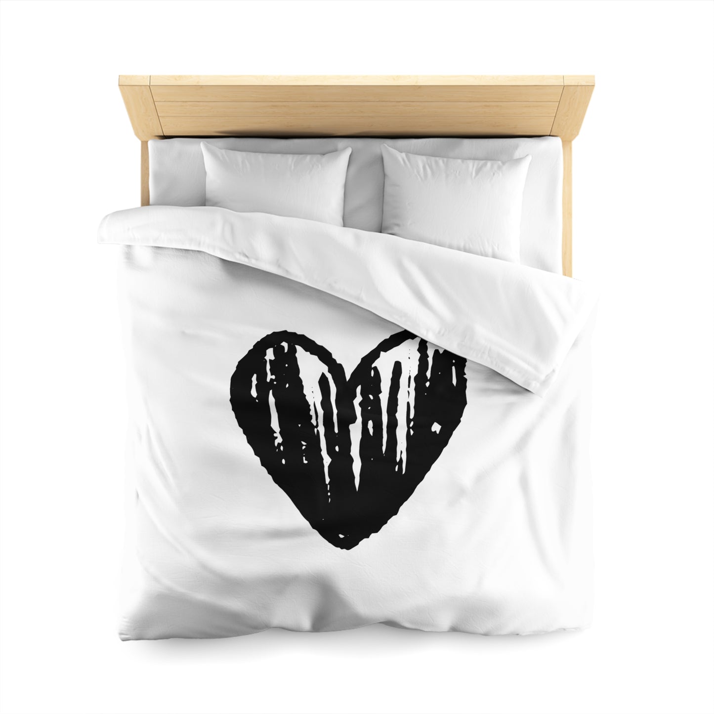 HERZ MOTIV HERZCHEN Handgezeichnet • Luxus Fleece Kuschelweich Bettwäsche 200x200 cm &  220x240 cm