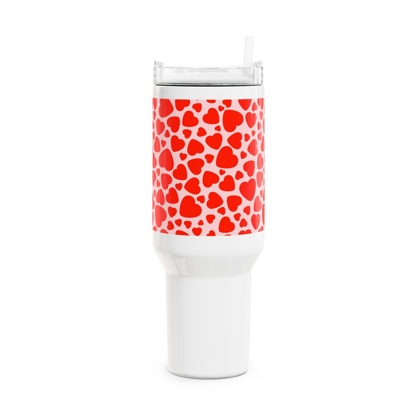 HERZEN MUSTER LIEBE LOVE • Tumbler mit Henkel & Strohhalm • XXL Reisebecher 1,2L