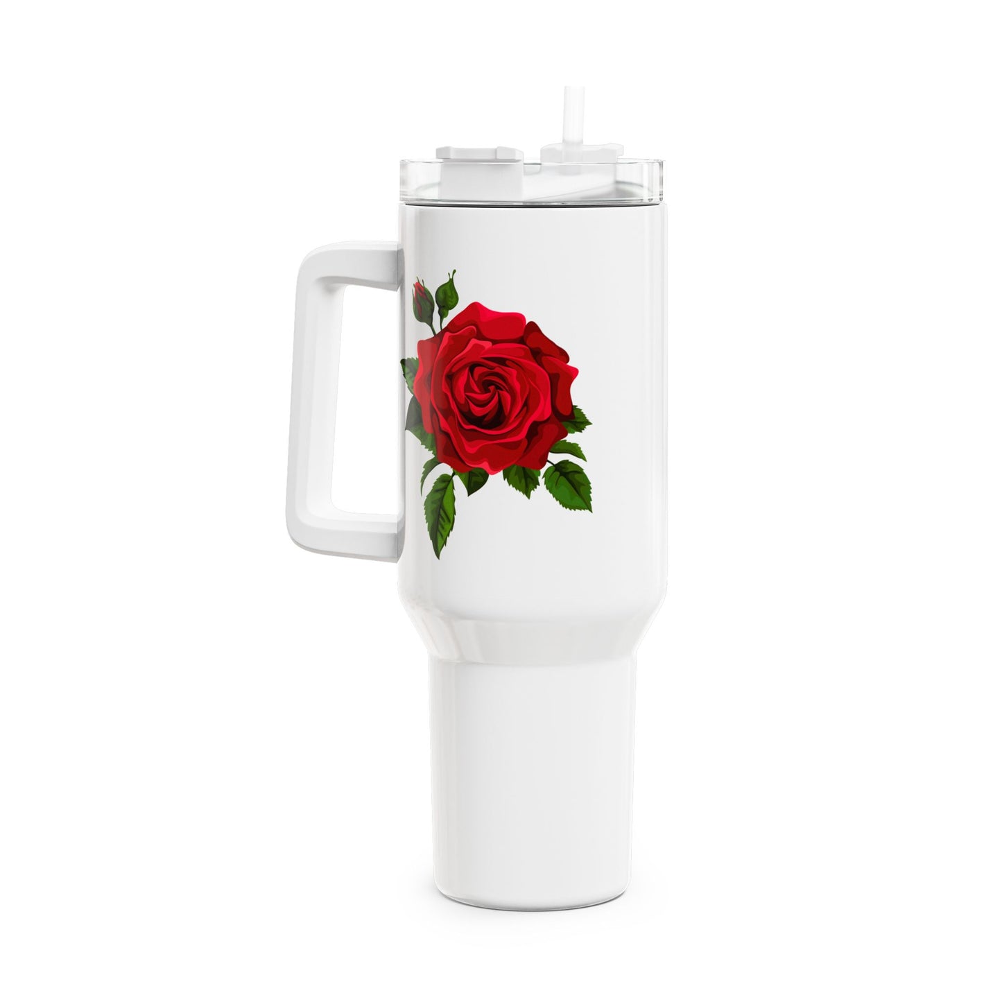 ROSEN BILD ROSENBLÜTE ZEICHNUNG • Tumbler mit Henkel & Strohhalm • XXL Reisebecher 1,2L