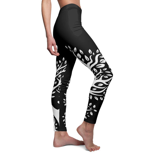 KLETTERPFLANZE FLORALES BLUMENMUSTER NATURMOTIV • Olivenbaum Damen Leggins Schwarz • Beste Leggings für Sport & Freizeit