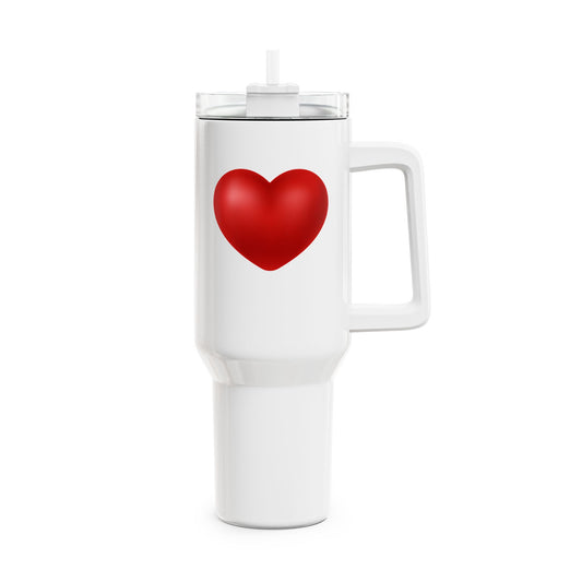 ROTES LIEBESHERZ LIEBESBEWEIS Geschenkidee • Tumbler mit Henkel & Strohhalm • XXL Reisebecher 1,2L