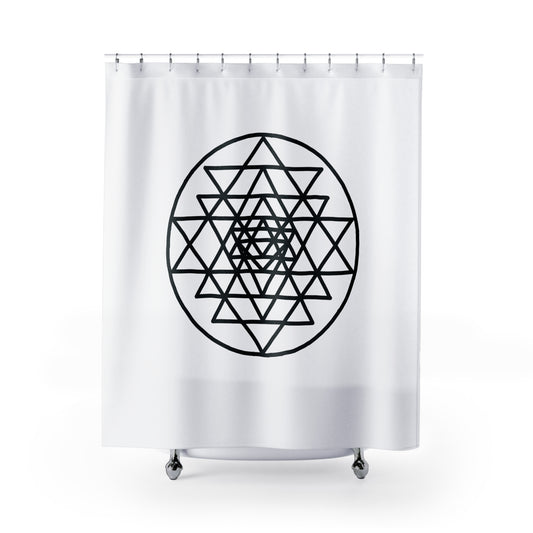 Sri Yantra, ein heiliges geometrisches Symbol Hinduistismus / Tantra  • Duschvorhang 180x200 cm Weiss