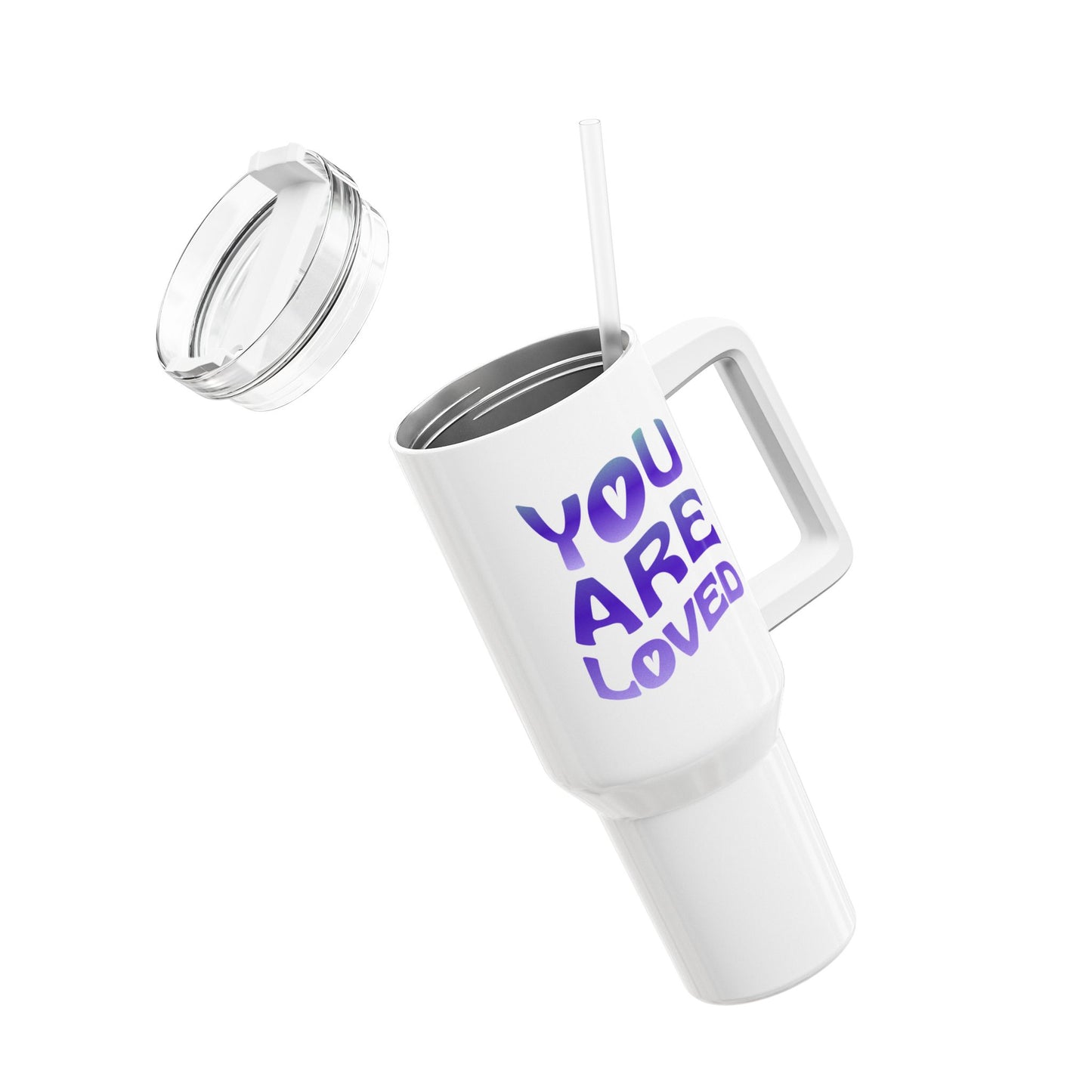 YOU ARE LOVED - Liebesbotschaft Spruch Liebesbeweis • Tumbler mit Henkel & Strohhalm • XXL Reisebecher 1,2L - YOGA SANTA