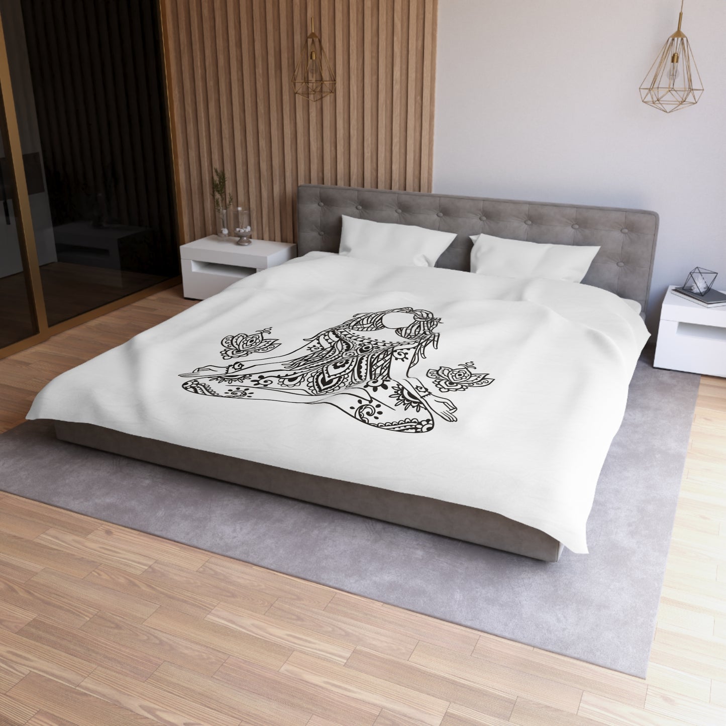 YOGA SCHÖNE FRAU MANDALA • Luxus Fleece Kuschelweich Bettwäsche 200x200 cm &  220x240 cm