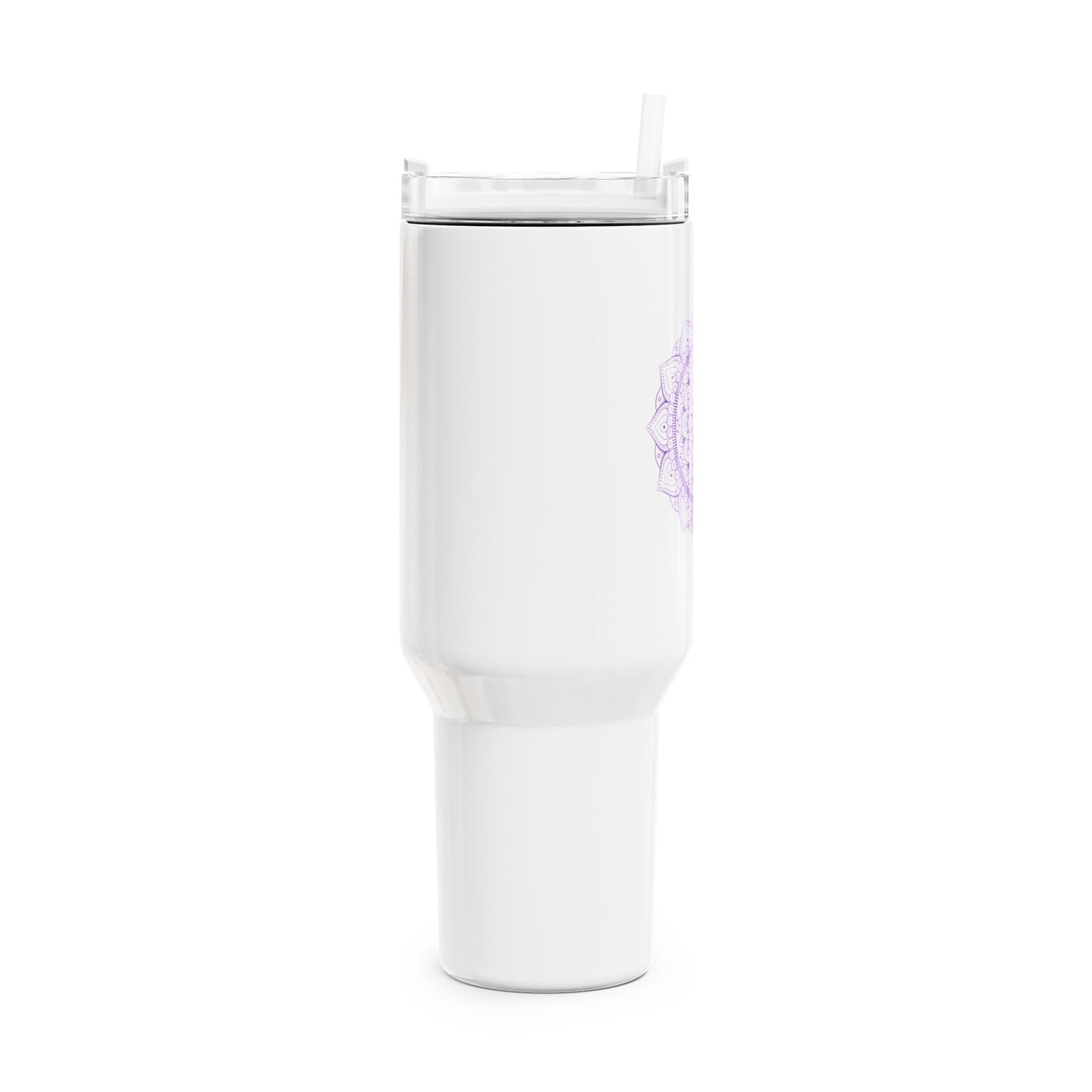 MANDALA BLUME MOTIV LILA VIOLET • Tumbler mit Henkel & Strohhalm • XXL Reisebecher 1,2L - YOGA SANTA