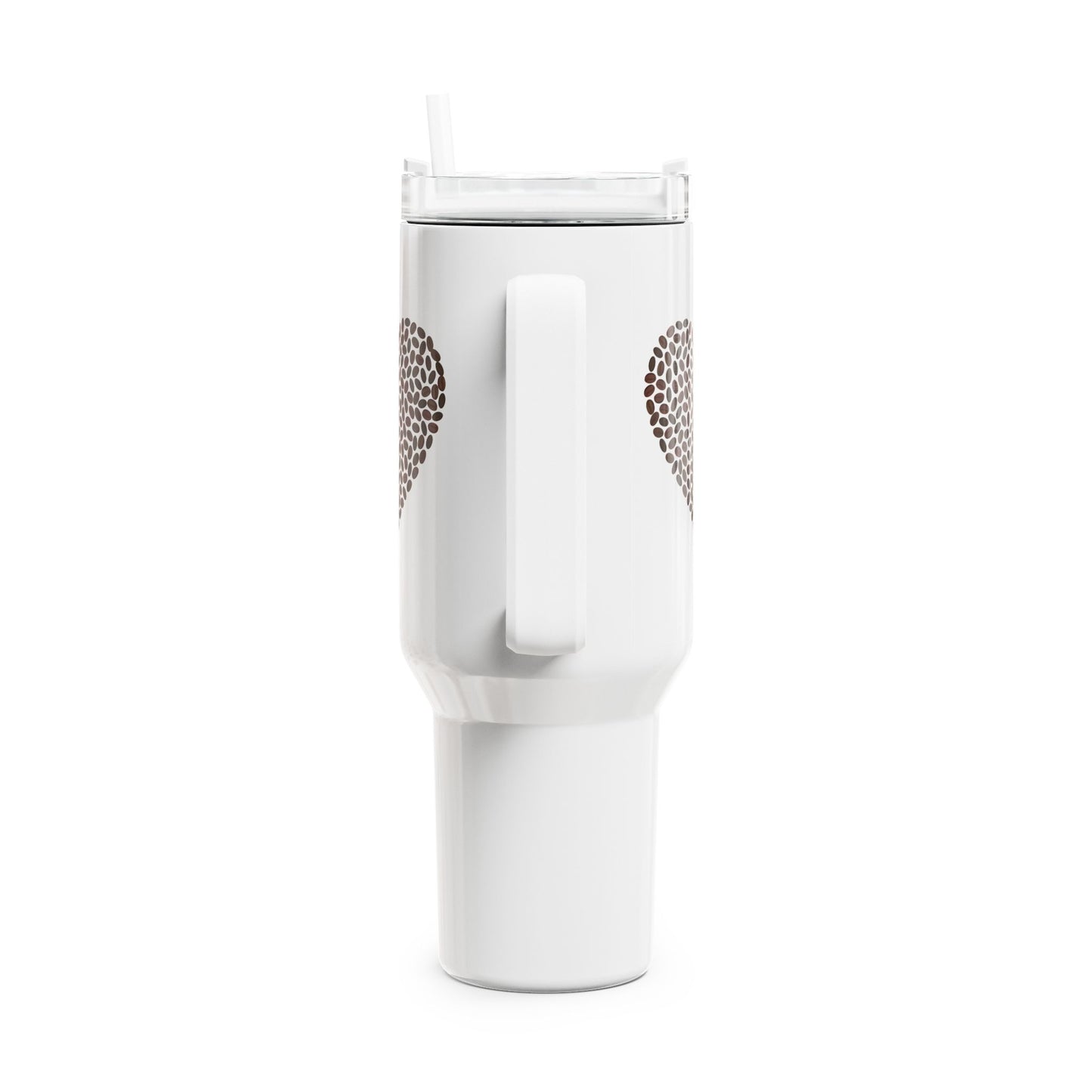 KAFFEEBOHNEN HERZ FÜR KAFFEELIEBHABER • Liebesbeweis Geschenk • Tumbler mit Henkel & Strohhalm • XXL Reisebecher 1,2L