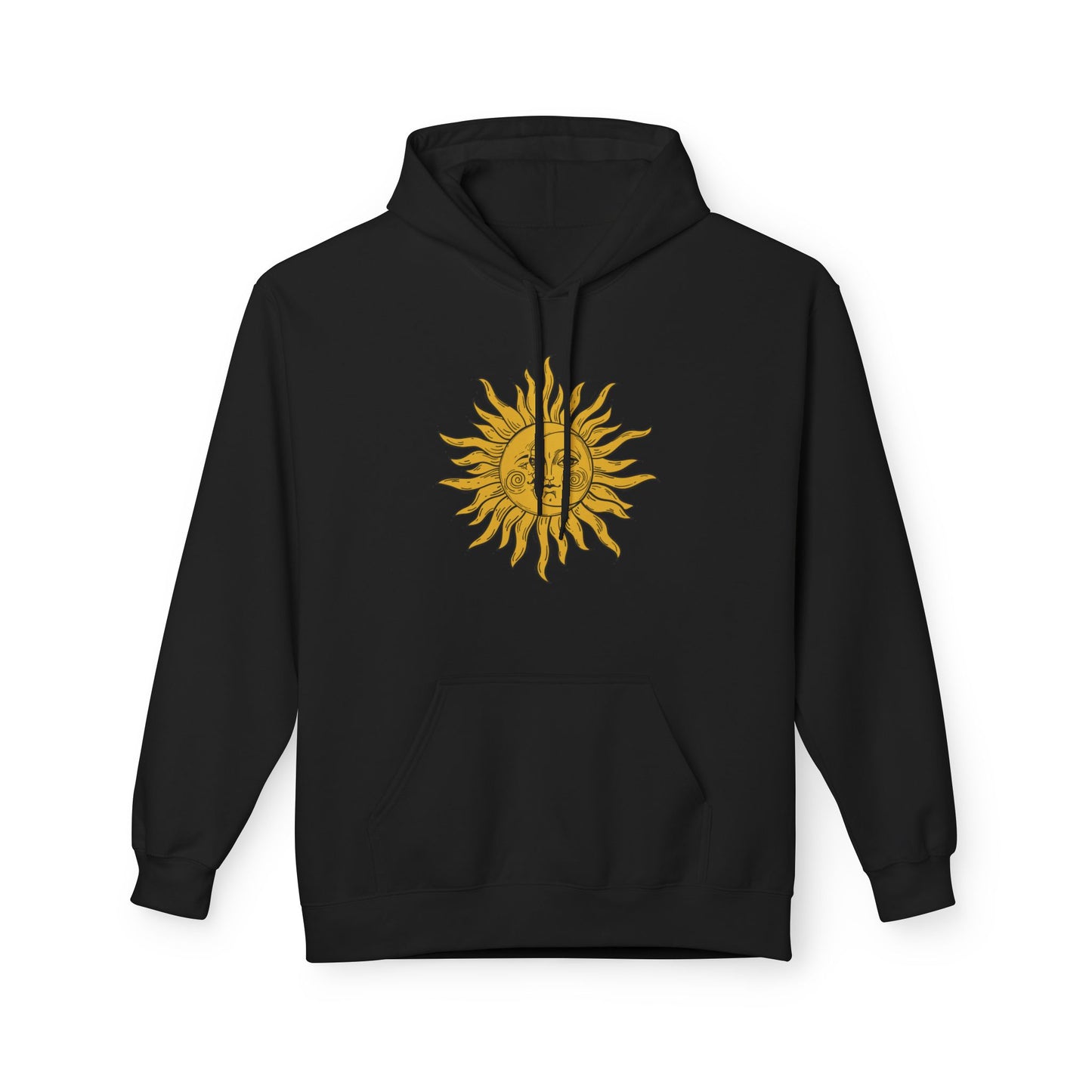 SONNE MOND VINTAGE RENTRO Zeichnung • Fleece Hoodie für Damen & Herren • Baumwolle 🌿