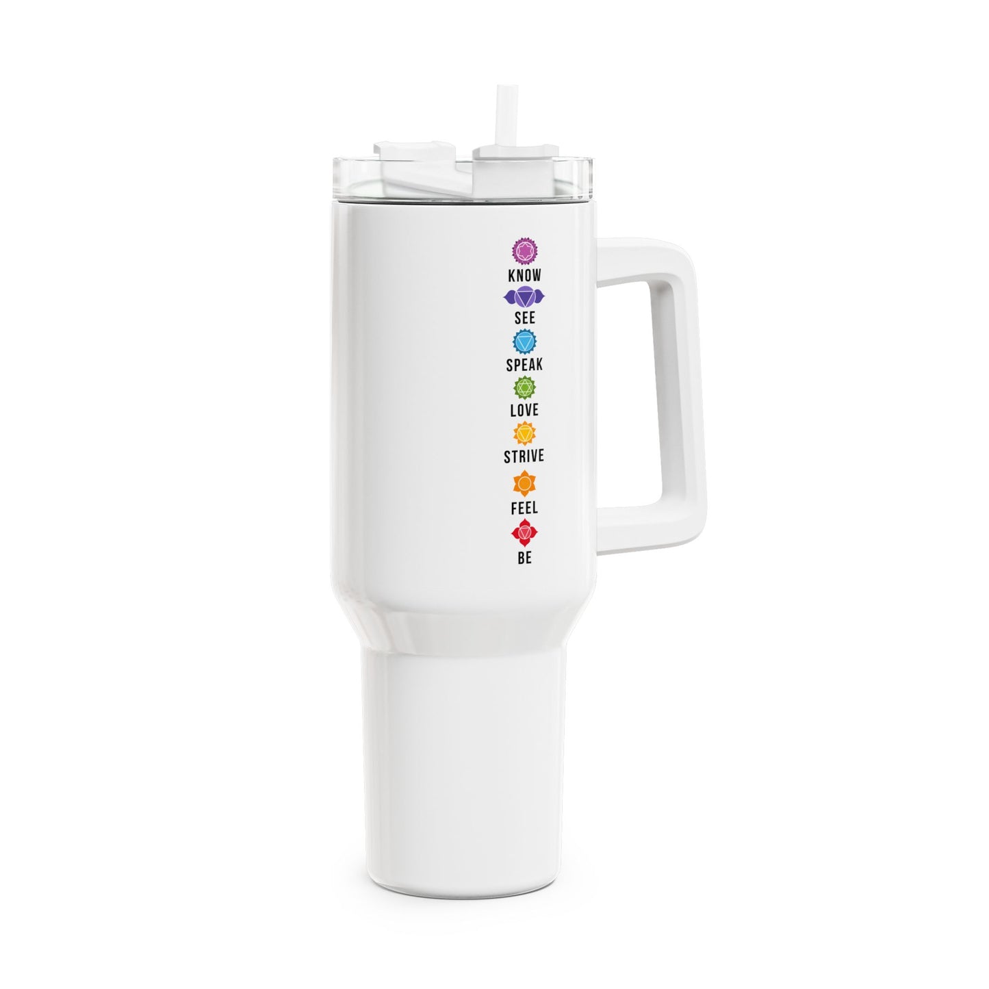 CHAKREN POSTER 7 CHAKRA MEDITATION YOGA • Tumbler mit Henkel & Strohhalm • XXL Reisebecher 1,2L