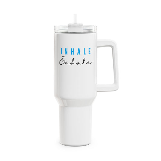 INHALE EXHALE - SPORT SPRUCH MEDITATION YOGA • Tumbler mit Henkel & Strohhalm • XXL Reisebecher 1,2L - YOGA SANTA