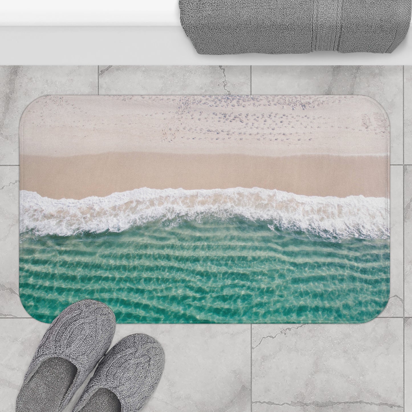 STRAND MEER WELLEN • Badvorleger / Fussmatte / Badteppich EXTRA Weich • 43 x 61 cm & 53 x 86 cm