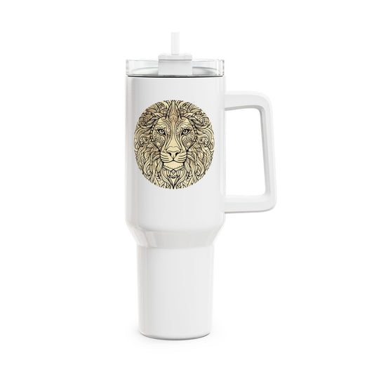 LÖWE IM MOND STERNZEICHEN TIERKREISZEICHEN • Tumbler mit Henkel & Strohhalm • XXL Reisebecher 1,2L