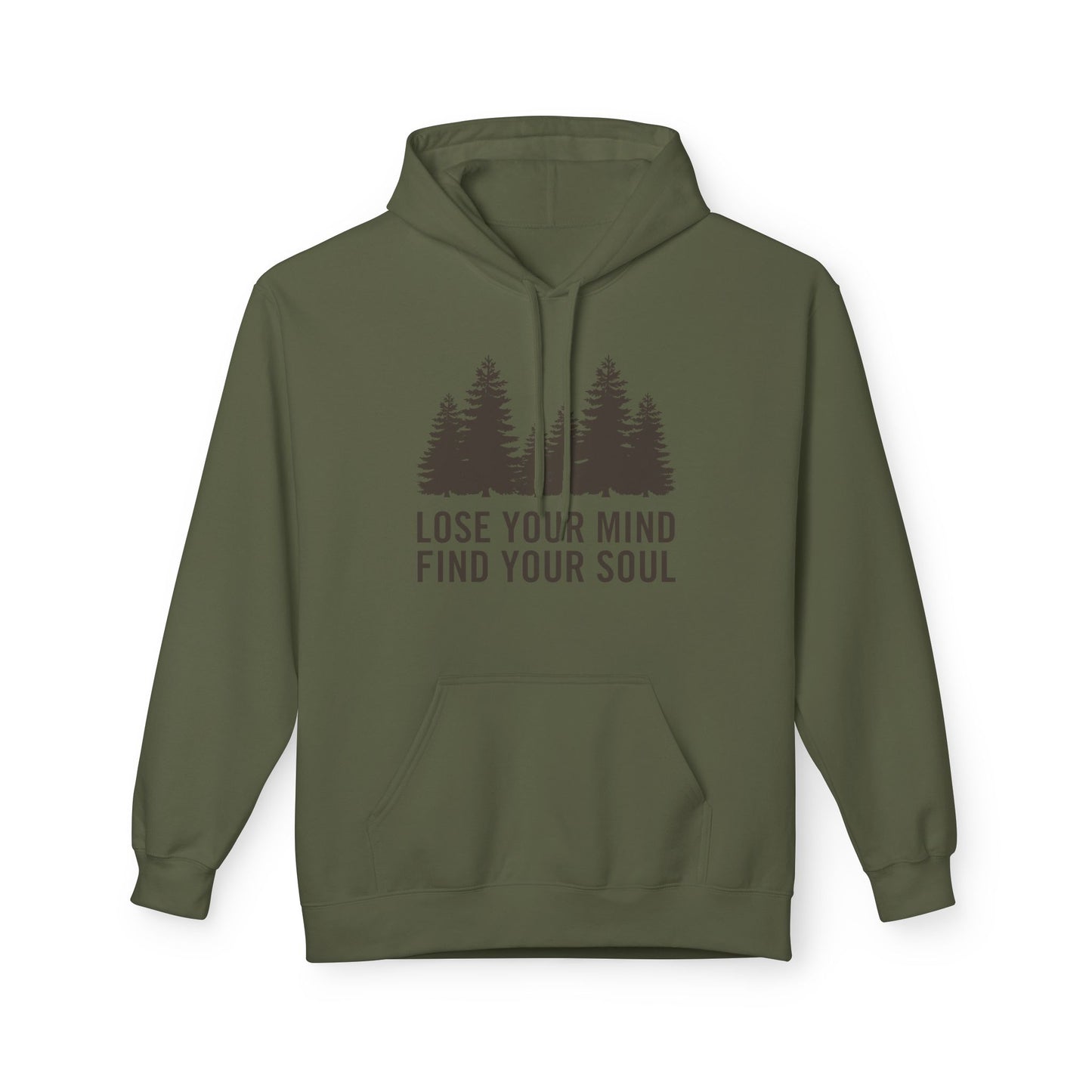 LOSE YOUR MIND FIND YOUR SOUL• Wald Bäume Motiv Bild Zeichnung • Inspirierender Spruch Hoodie für Damen & Herren • Baumwolle 🌿