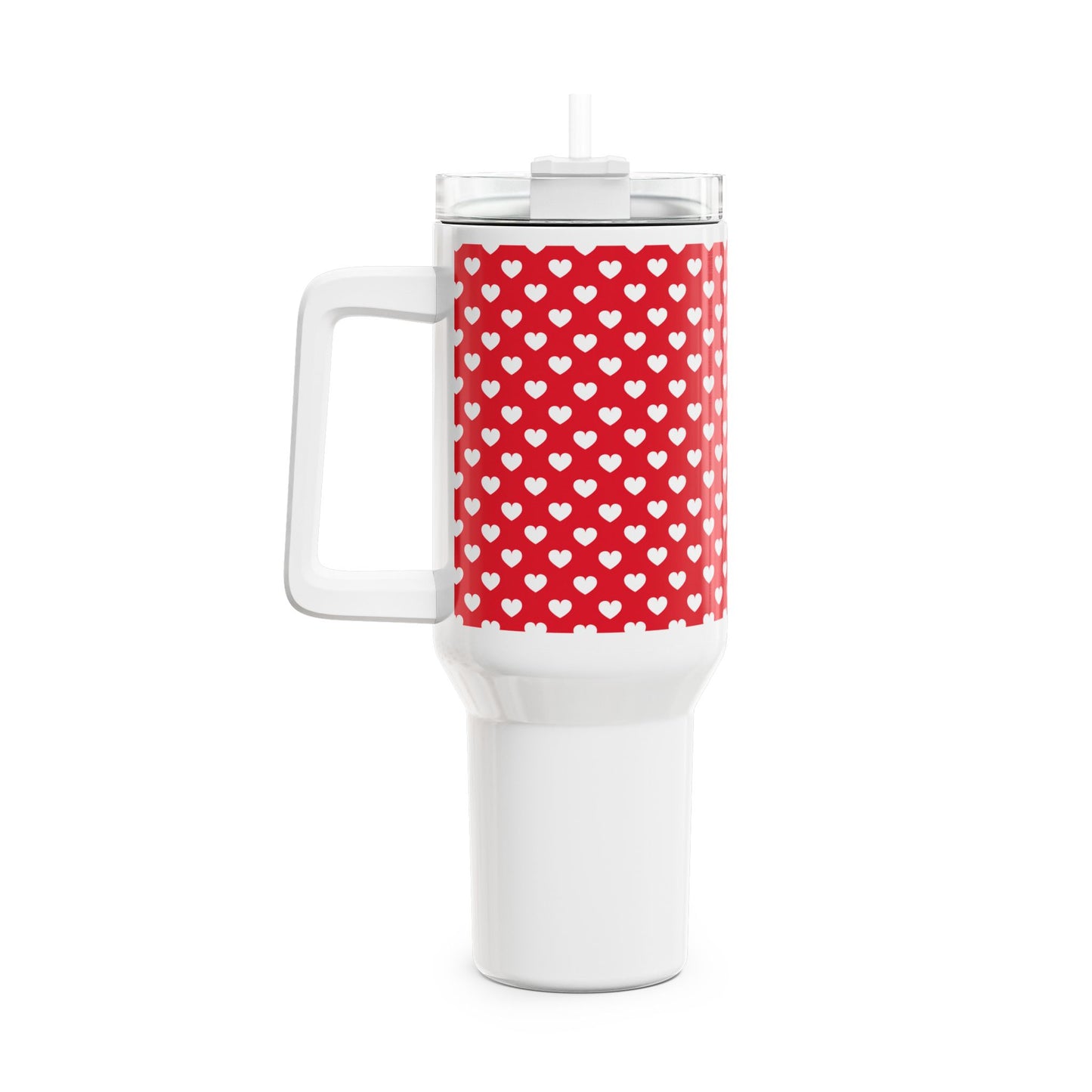 HERZ MUSTER HERZCHEN LOVE LIEBESBEWEIS • Tumbler mit Henkel & Strohhalm • XXL Reisebecher 1,2L