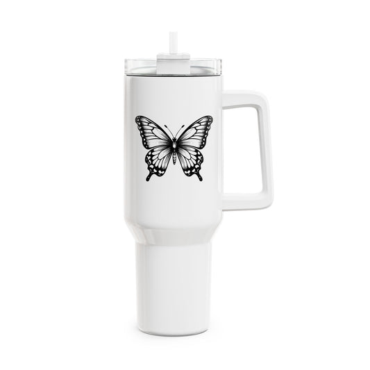 SCHMETTERLING CLIPART BILDCHEN • Tumbler mit Henkel & Strohhalm • XXL Reisebecher 1,2L