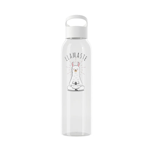 LLAMASTE LAMA NAMASTE YOGA SPRUCH • Lustig Witzige Trinkflasche für Yoga Liebhaber mit Humor • Wasserflasche Sky 650 ml
