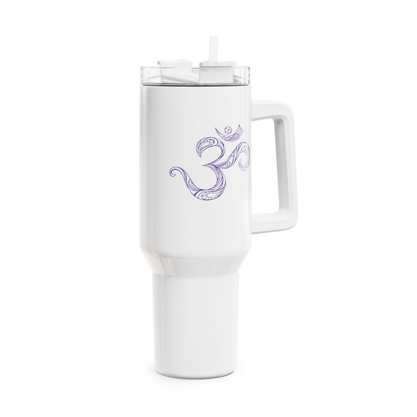 OM OHM ZEICHEN SYMBOL LILA VIOLET • Tumbler mit Henkel & Strohhalm • XXL Reisebecher 1,2L - YOGA SANTA
