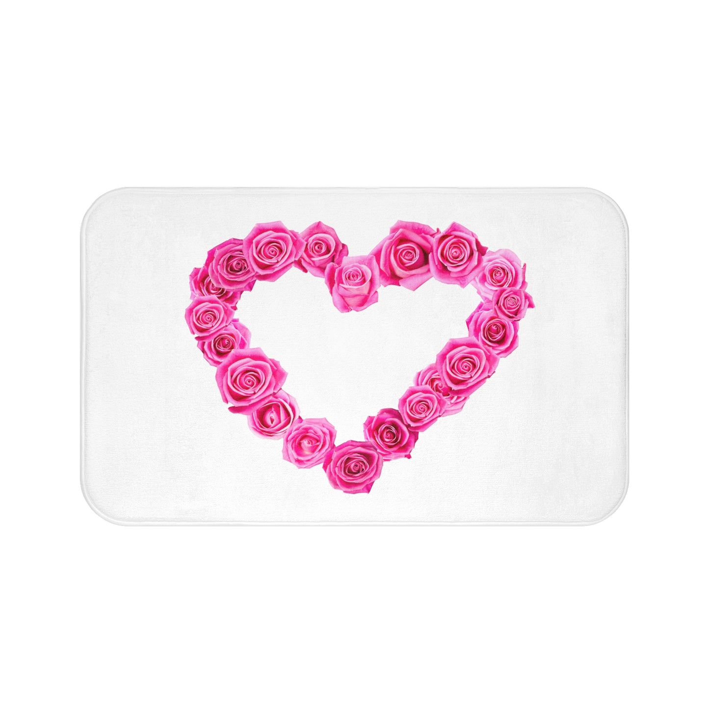 HERZ AUS PINKEN ROSEN BLÜTEN ROSA • Liebesbeweis Geschenk, LOVE Liebesbotschaft ❤️ • Badvorleger / Fussmatte / Badteppich EXTRA Weich • 43 x 61 cm & 53 x 86 cm