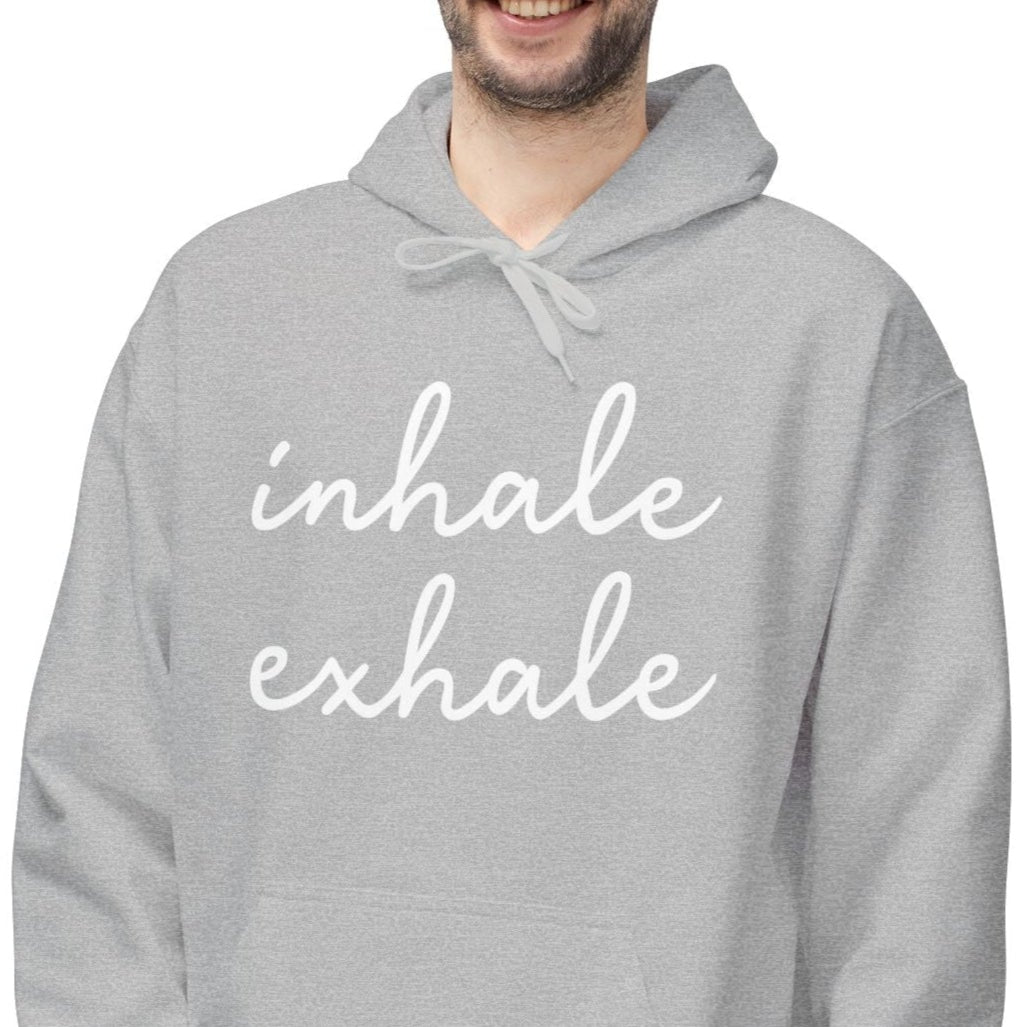 INHALE EXHALE • Yoga Spruch Atemmeditation • Kuschelweicher Hoodie für Damen & Herren • Baumwolle 🌿