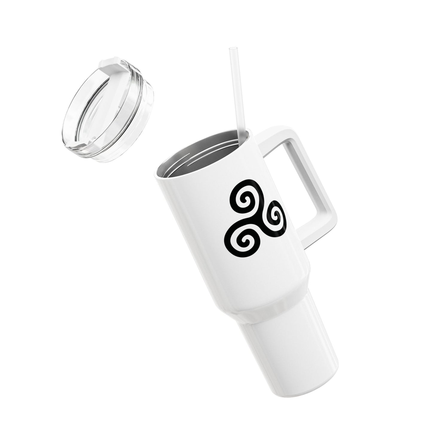 TRISKELE TRISKELION - KÖRPER GEIST SEELE • Tumbler mit Henkel & Strohhalm • XXL Reisebecher 1,2L - YOGA SANTA