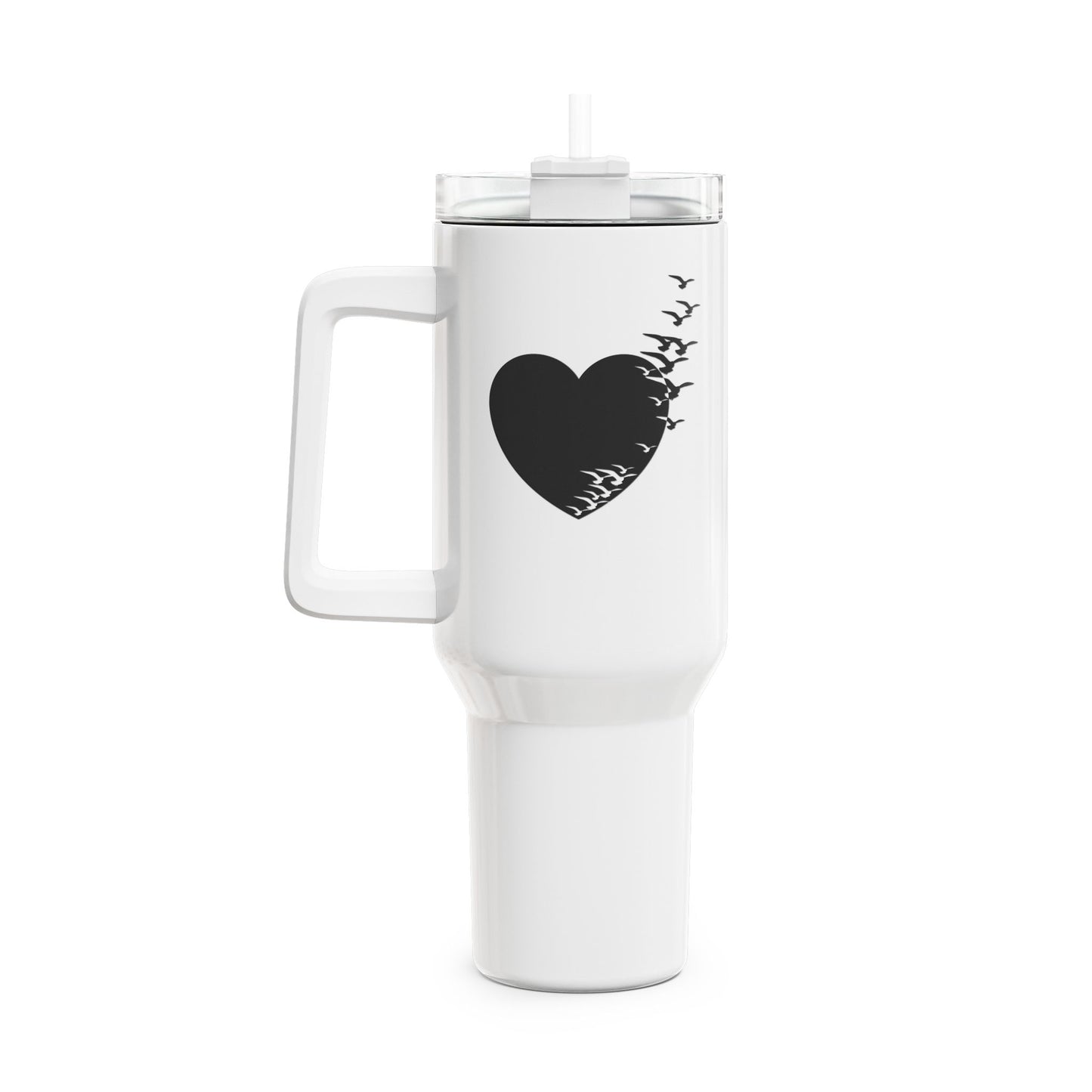 HERZ MIT VÖGELN - Tumbler, 40oz  • Liebesbeweis Geschenk, LOVE Liebesbotschaft