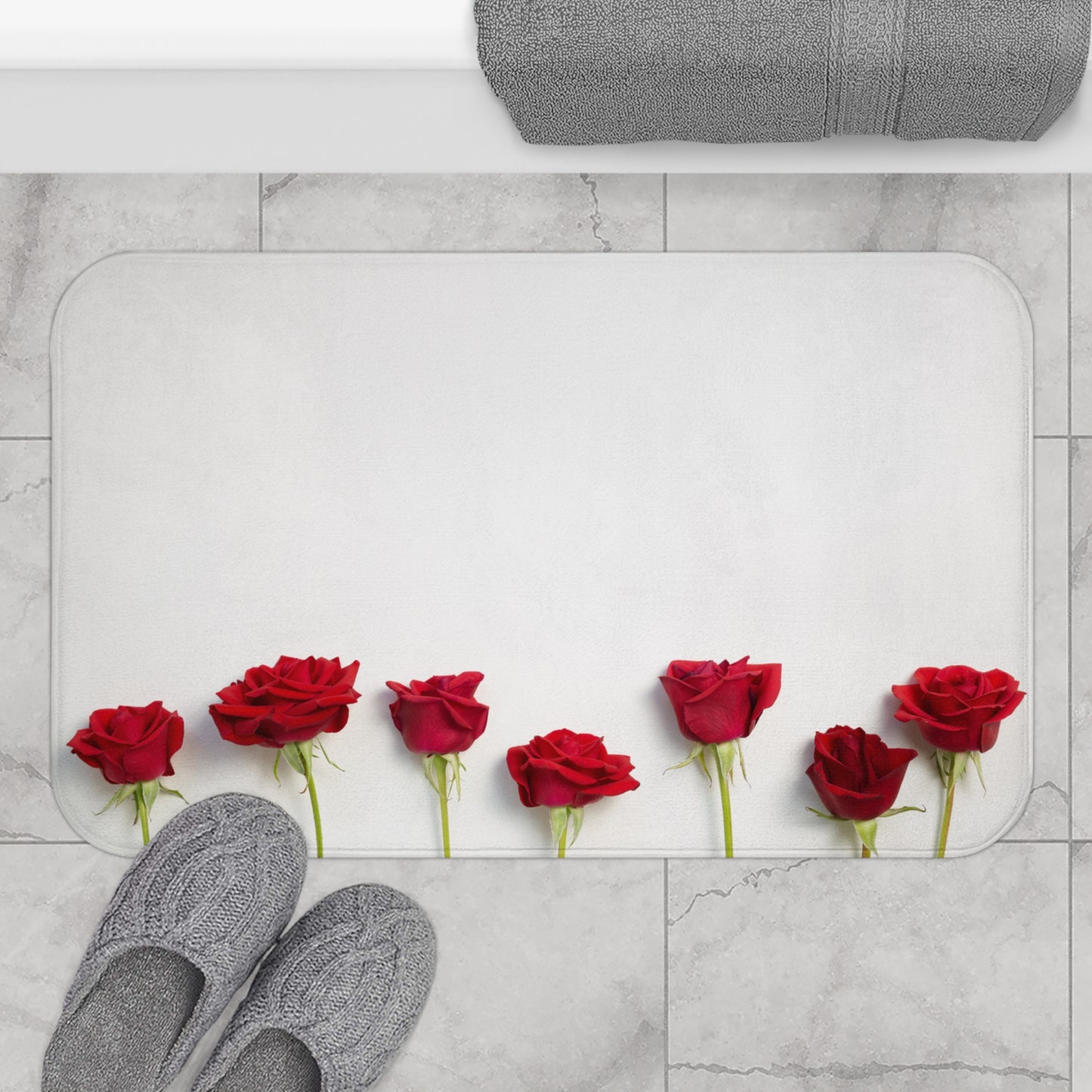 ROTE ROSEN GESCHENK • LOVE Liebesbotschaft ❤️ • Badvorleger / Fussmatte / Badteppich EXTRA Weich • 43 x 61 cm & 53 x 86 cm