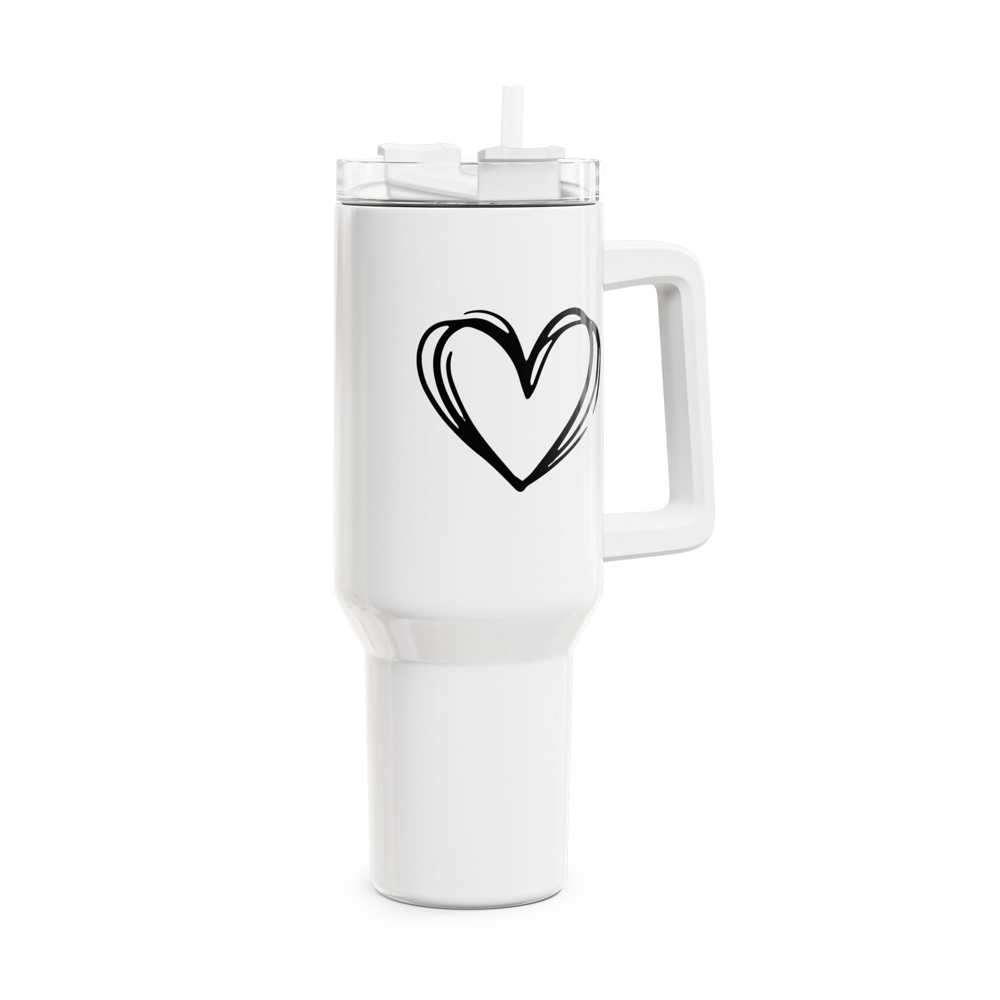 Herzchen PRINT • Liebesbeweis Geschenk, LOVE Liebesbotschaft • Tumbler mit Henkel & Strohhalm • XXL Reisebecher 1,2L - YOGA SANTA