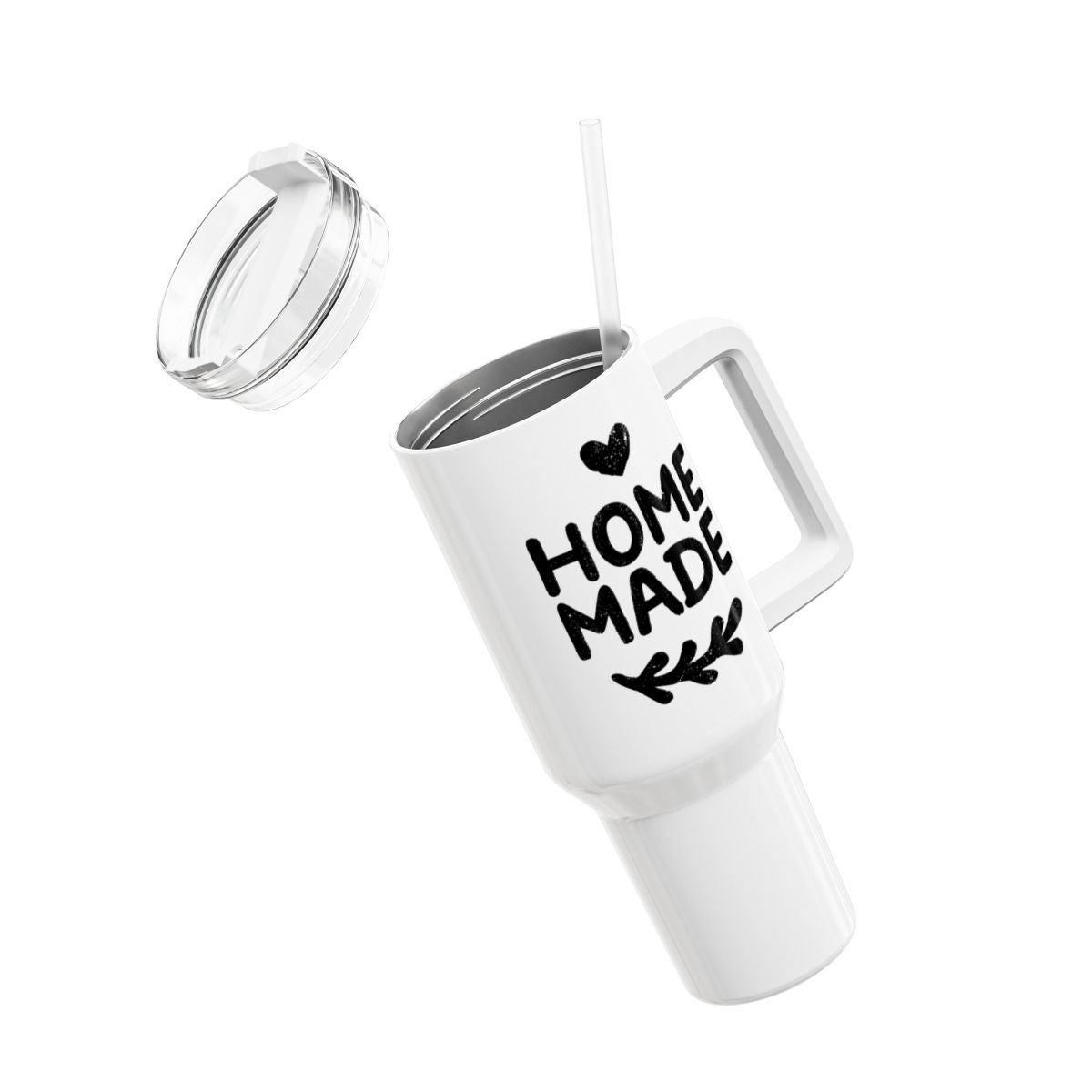 HERZ HOME MADE • Liebesbeweis Geschenk, LOVE Liebesbotschaft • Tumbler mit Henkel & Strohhalm • XXL Reisebecher 1,2L - YOGA SANTA