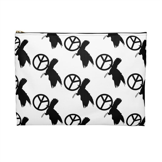 PEACE ZEICHEN & FRIEDENSTAUBE - Friedensbotschaft, Friedensnachricht • Handtaschen Organizer Flach mit Reißverschluss • Groß & Klein