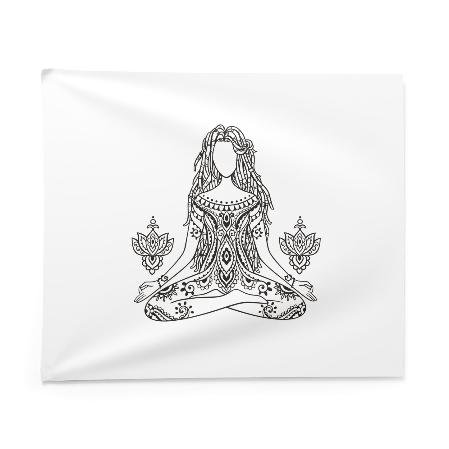 SCHÖNE FRAU MANDALA • Wandtuch • Wandttepich Schwarz Weiß • Wanddekor in v. Größen bis XXL